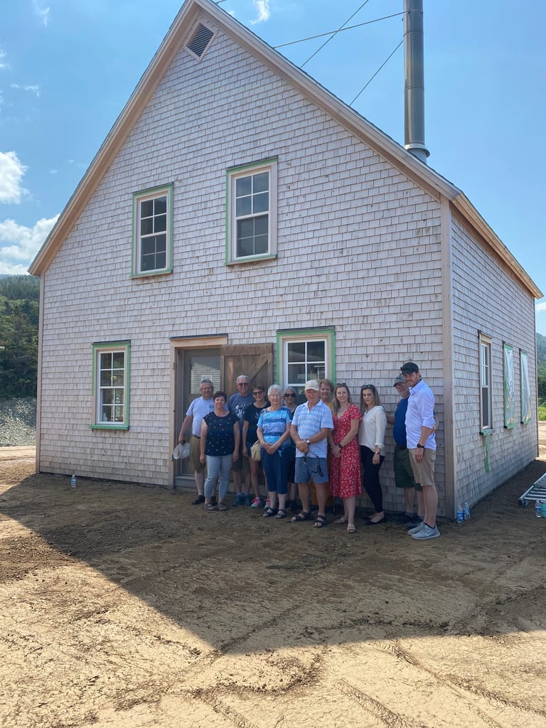 This photo was taken at the site of the new campground at Cap-Rouge. The woman in the middle in navy capris is Laurette MacGillivray, who had to leave her home before the park's construction.